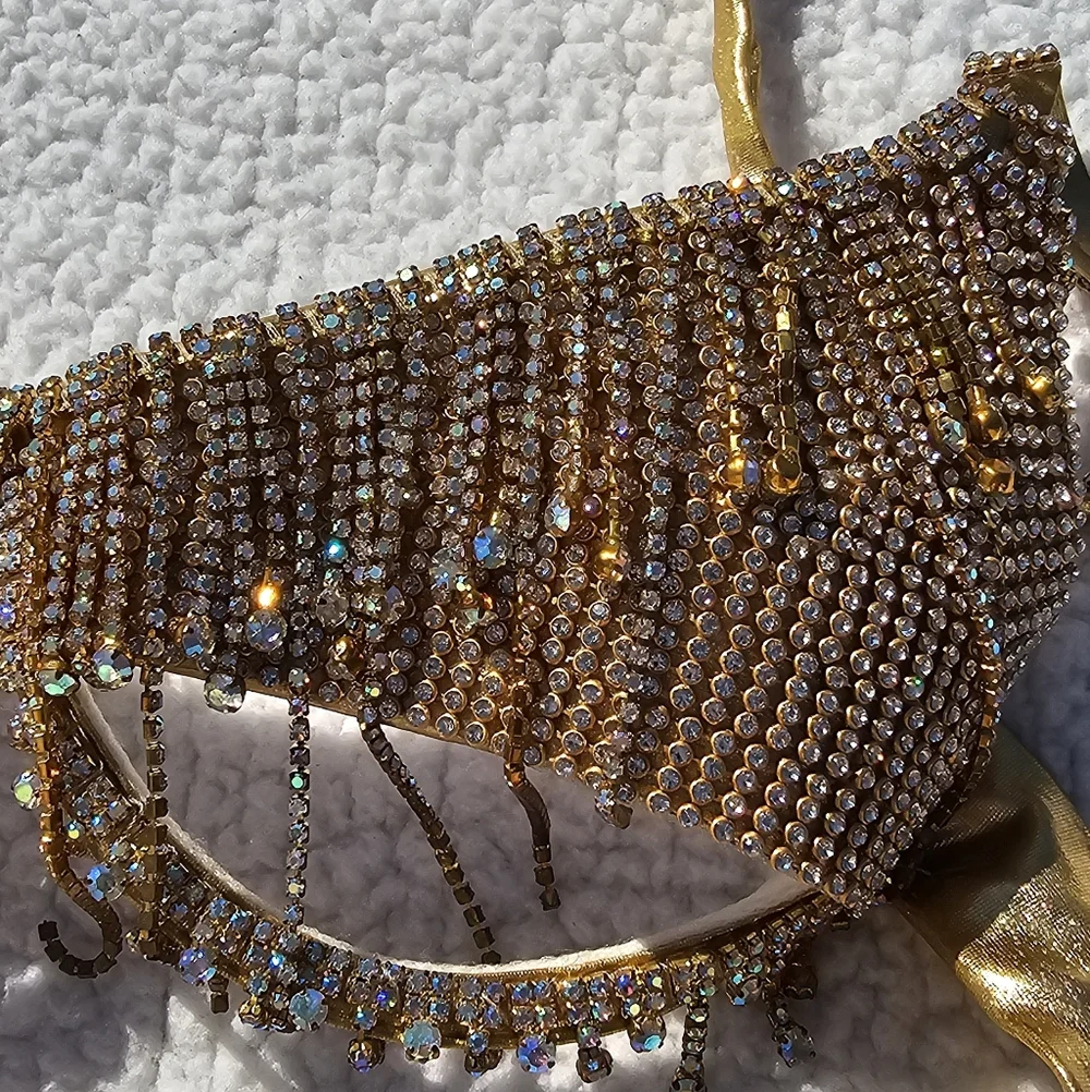 Gold Beaded Halter Rave Top - Picture 5 of 7
